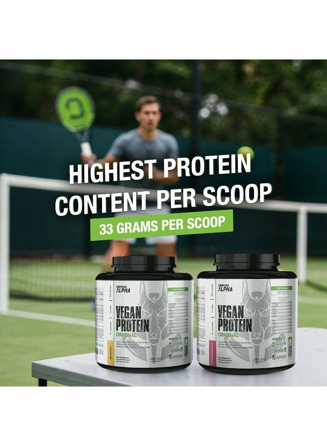 Alpha Vegan Protein Powder, Banana Flavor, Plant-Based Protein Blend, 7G Bcaas, Gluten & Soy Free, Easy Mix